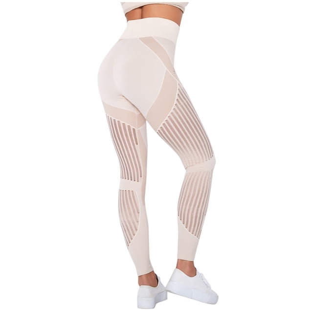 AherBiu Leggings de Yoga pour Femmes Taille Haute en Maille Patchwork Compression Extensible Pantalons de Jogging d'Entraînement