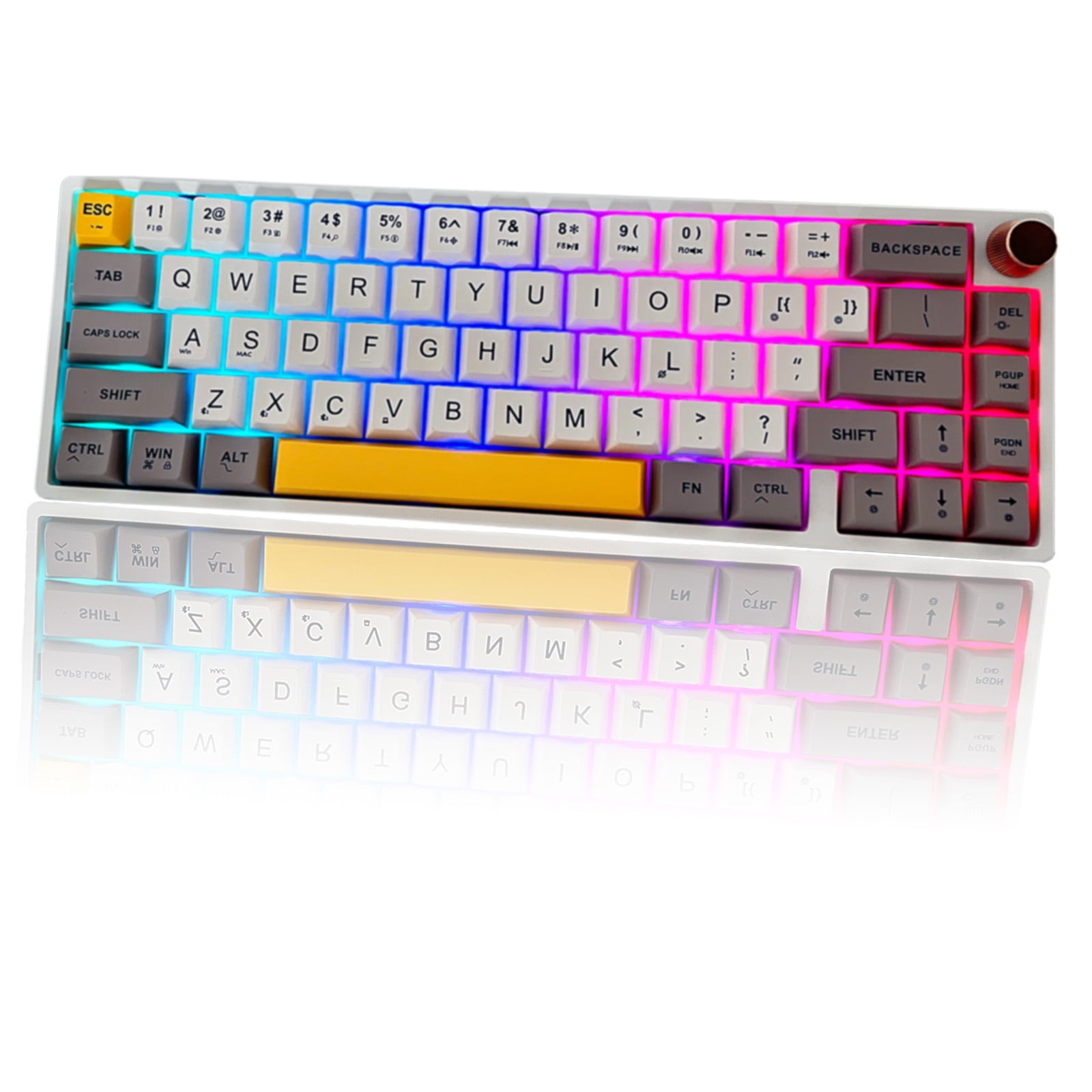 FEKER IK65 68 Keys Mechanical Gaming Keyboard 60% RGB Programmable Gaming Keyboard, Tactile Switch, Bluetooth / 2.4G Wireless and Type-C Wired