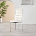 thumbnail image 4 of Furniturebox UK Milan Modern Adult Faux Leather Hatched Dining Side Chairs, White (Set of 4), 4 of 6