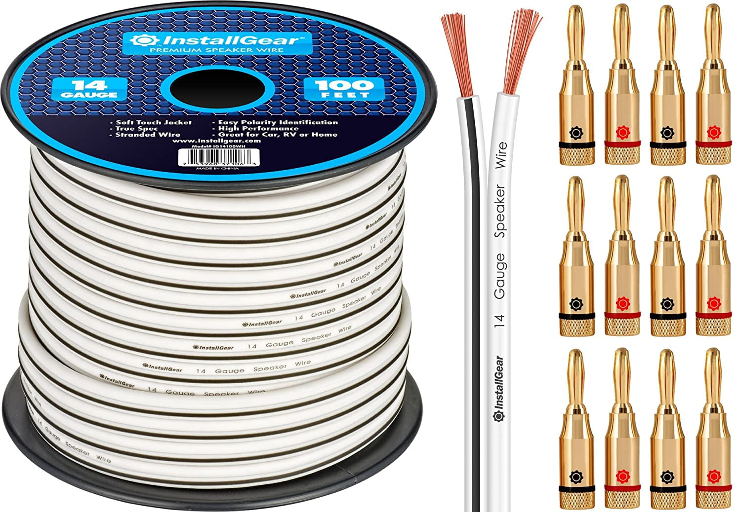 InstallGear 14 Gauge AWG 100ft Speaker 