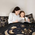 thumbnail image 4 of Feelyou Boho Snake Full Size Comforter Sets, Hippie Floral Moon Stars Bedding Comforter Set, Black Beige, Black Reversible, 3 Pieces, 1 Comforter and 2 Pillowcases, 4 of 7