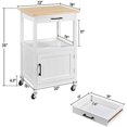 Rolling Kitchen Island Utility Cart on Wheels with Wood Top Drawer and