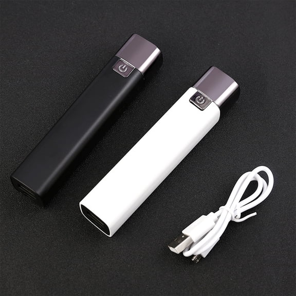 Flashlight USB Power Bank Strong Light Rechargeable Mini Searchlight with 18650 Battery for Outdoor Emergency Use White