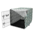thumbnail image 3 of Geometric Dog Crate Cover, Continuous Art Pattern of Brushed Diagonal X Shapes Repetitive Design, Easy to Use Pet Kennel Cover Small Dogs Puppies Kittens, 7 Sizes, Cream and Dark Teal, by Ambesonne, 3 of 6