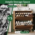 thumbnail image 6 of FANRAL Shoe Cabinet,Wood Shoe Rack with 2 Flip Drawers,Adjustable Shelves Narrow Shoe Storage Shoe Organizer for Entryway,Walnut, 6 of 7