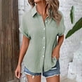 thumbnail image 5 of Mgmyaa Womens Button Down Shirts Casual Short Sleeve Dress Shirt Textured Collared Summer Work Blouse Tops, 5 of 5