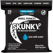 Skunky XL No Rinse Bathing Wipes, Cleans Without a Shower, Fast & Easy, 25 Count