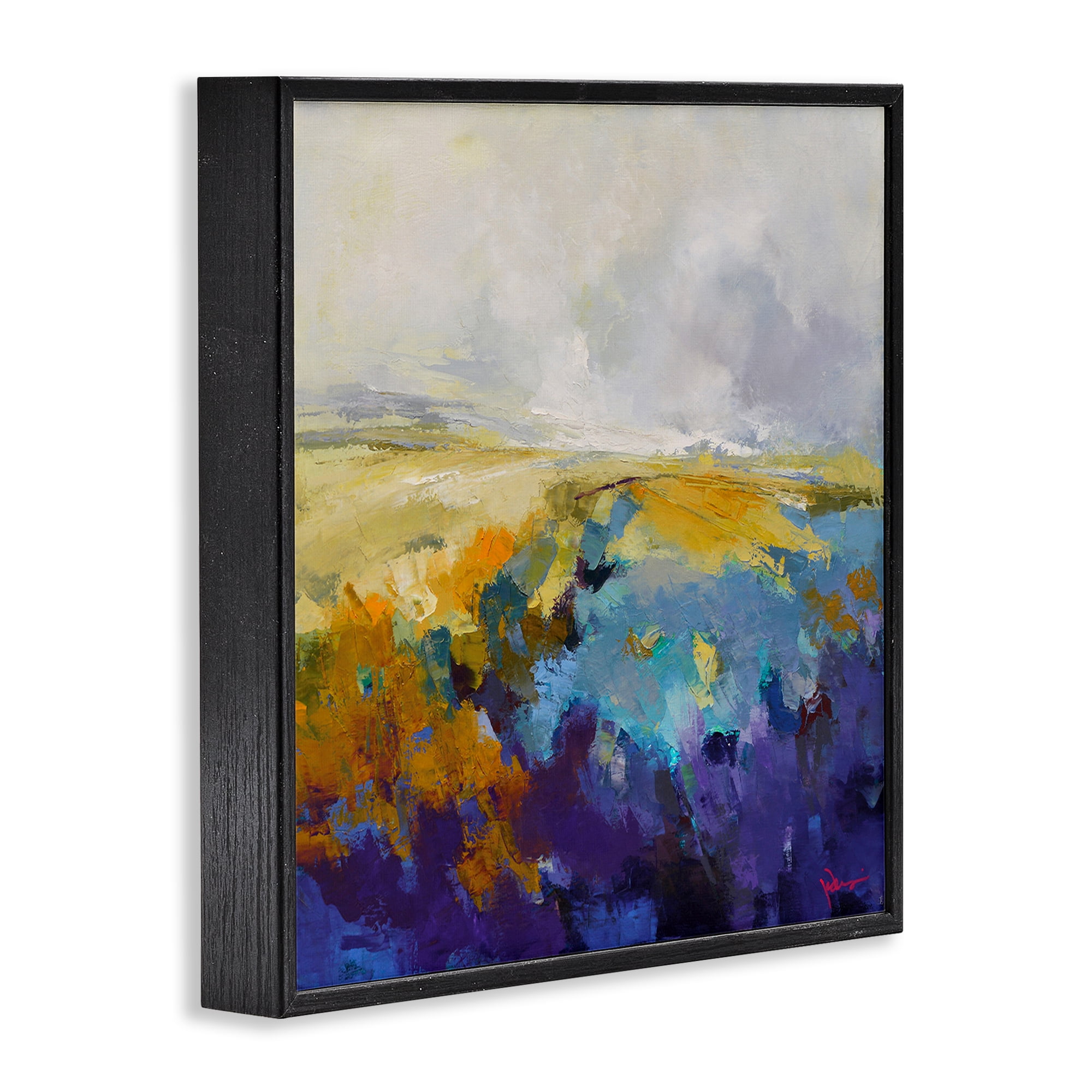 Stupell Industries Expressive Country Field Landscape Painting Black Framed Art Print Wall Art, 24 x 24