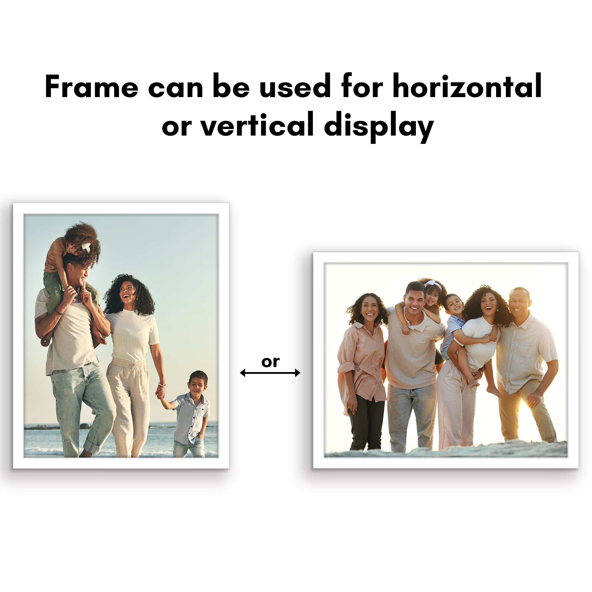 Americanflat 8x10 Picture Frame with Shatter-Resistant Glass Streamline Collection Thin Border Photo - White