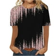 thumbnail image 2 of Virmaxy Womens Summer Short Sleeve T Shirts Printed Round Neck Short Sleeve T-shirt Loose Top Blouses Spring Summer Relaxed Fit Comfy Tee Black 2XL, 2 of 4