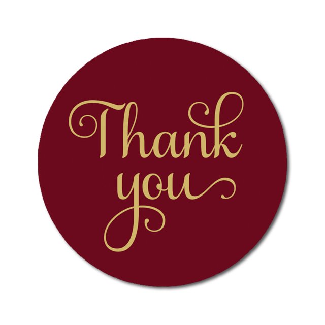 Darling Souvenir Elegent Round 45 Pcs Non Customized Thank You Calligraphy Stickers-1.6 Inches