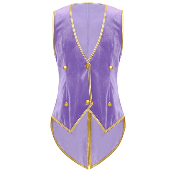 Aiihoo Kids Boys Golden Trim Vest Waistcoat Velvet Tailcoat Jacket Victorian Gentleman Vest Purple 16
