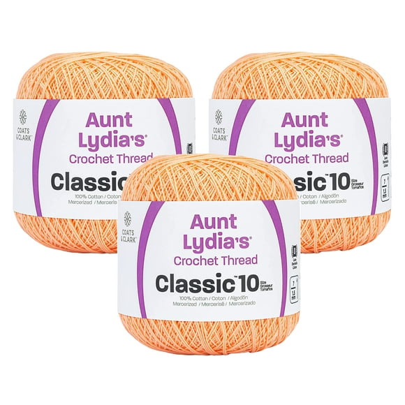 Aunt Lydia's Bulk Buy Crochet Cotton Classic Crochet Thread Size 10 (3-Pack) Light Peach 154-424