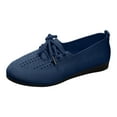 thumbnail image 1 of B91xZ Mocassins Classiques Décontractés pour Femmes Bout Rond Talon Haut Bloc, Bleu 7, 1 of 5