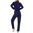 thumbnail image 2 of INNERSY Women's Pajamas Set Long Sleeve Sleepwear Button Down Nightwear Soft Pj Lounge Sets (L, Navy), 2 of 7