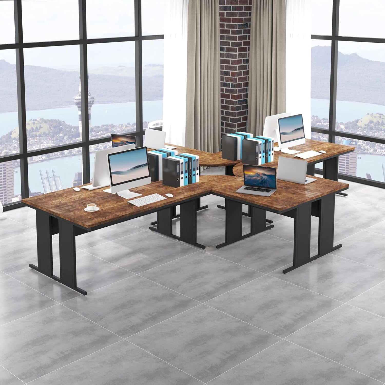 Tribesigns 83-In L-Shaped Executive Desk, Modern Reversible Office Computer Desk for Home Office (Brown)