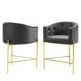 thumbnail image 1 of Tufted Counter Stool Chair, Set of 2, Velvet, Metal Steel, Dark Grey Gray, Modern Contemporary Urban Design, Bar Pub Cafe Bistro Hotel Restaurant Hospitality, 1 of 9