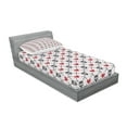 thumbnail image 2 of Ambesonne Geometric Fitted Sheet & Pillow Sham Set, Skulls Red Hearts, Twin, Grey Red Coconut, 2 of 2