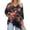 Ginger, variant on Women's Curve Floral Hollow Neck Top 3/4 Sleeve Chiffon Blouse Plus Size Casual Tunic with Flowy Silhouette Design,Black L