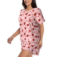 thumbnail image 2 of Lsque Flowers And Ladybugs Women's Short-Sleeved Pajama Set - 2 Piece Soft and Lightweight Sleepwear Set-, 2 of 9