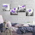 thumbnail image 3 of wall art for living room Black and White purple flower Big Canvas Prints Wall Decor Artwork 16" x 16" 4 Pieces Framed Black Border Ready to Hang for bedroom kitchen Home Decoration withoffice, 3 of 6