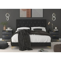Home Design Sana Queen Upholstered Panel Bed with 2 Nightstands
