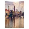 thumbnail image 3 of Ambesonne City Tablecloth Rectangular Table Cover, Prague River and Bridge, 60"x90", Multicolor, 3 of 4