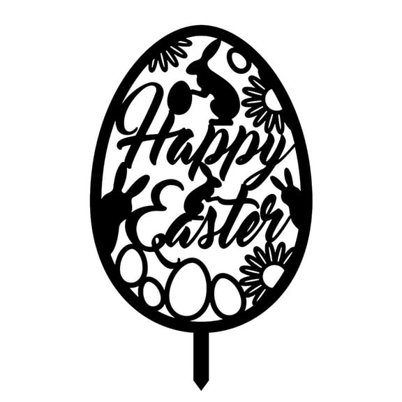 Costeam Easter Egg Bunny 3D Acrylic Garden Stake，Mirror Finish Decor for Outdoor Yard and Garden Holiday Layout