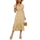 thumbnail image 2 of SAYOO - Vestido de gasa de manga corta para mujer, informal, con flores, cuello en V, cintura alta, línea A, de longitud media SAYOO Moda, 2 of 9
