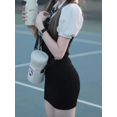 thumbnail image 3 of École de Style Coréen Robe Preppy Style Faux Deux Col Polo Bodycon Noir Slim Mini Robes Courtes 2024 Automne, 3 of 6