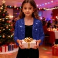 thumbnail image 7 of YOUYEDIAN Teen Girls Sequin Cardigan Jackets Kids Open Front Sparkly Long Sleeve Crop Tops Shiny Bling Dressy Casual Holiday Party Outfits (Blue, 11-12 Years), 7 of 7