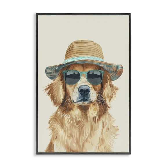 Stupell Industries Hipster Labrador Dog Animals & Insects Painting Black Framed Art Print Wall Art, 12 x 18