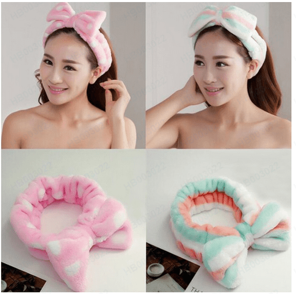 HuangHuanChen Headbands for Women Spa Facial Headbands Makeup Head bands Elastic Bow-Knot Cute Head Hair Accessories Head Wrap for Women Washing Face Makeup Shower Yoga Sports D One Size