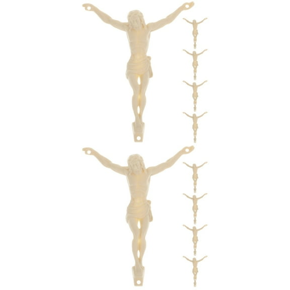 Worgeous 10 pcs  DIY Crucifix Wall Cross Jesus Statue Craft Jesus Sculpture Statue Figurine for Wall Cross