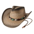 thumbnail image 4 of PMVFHDE Cowboy Hat for Men Women Wide Brim Straw Hat Roll Up Classic Western Cowgirl Fedora with Belt Strap Outdoor Travel Beach Sun Protection 2026, 4 of 4