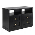 thumbnail image 6 of May in Color End Tables for Bedroom with Storage Shelf & Door, Set of 2 Nightstand, Small Side Table for Living Room, Dorm, Faux 2-Drawer Bedside Table, Black, 6 of 9