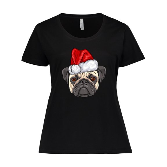 Inktastic Christmas Pug Dog Santa Women's Plus Size T-Shirt