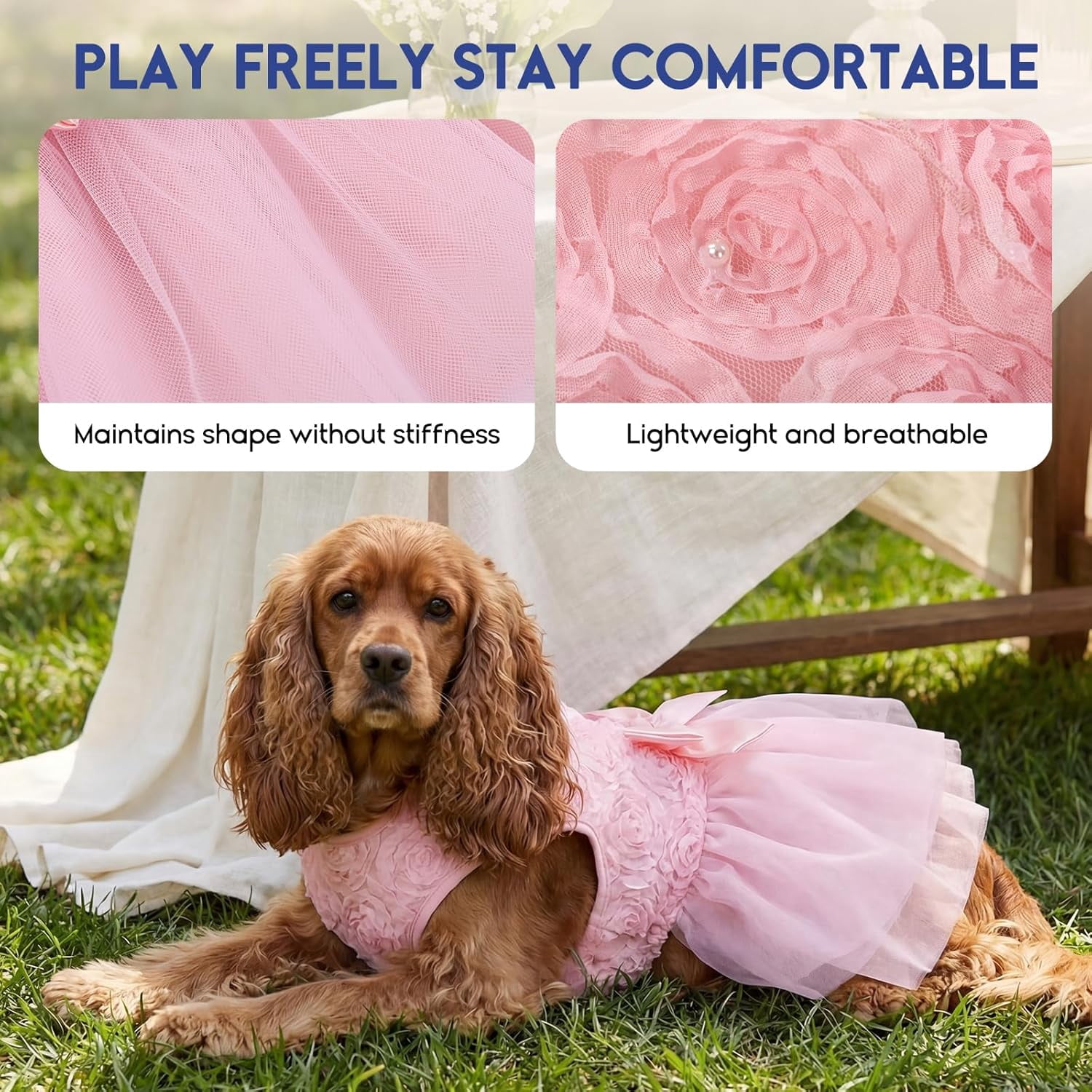 Petbb Dog Dress Pet Wedding Dress Princess Lace Puppy Birthday Party Outfit Formal Apparel Girl for Small Medium Dogs Cats (Small, Pink)