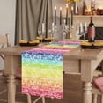 thumbnail image 2 of Dandelion 72 Inch Table Runner, Rainbow Stripes Modern Minimalist Flowers Farmhouse Dresser Scarf Cotton & Linen Tablerunner for Dining/Kitchen Island/Holiday Party Décor 13" x 72", 2 of 9