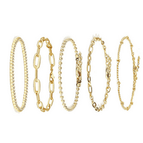 Designice 5 Pieces Bracelet Set,Adjustable Retro OT Clasp Bracelets for Women,Stylish Gold Bracelet Jewelry with Extended Length