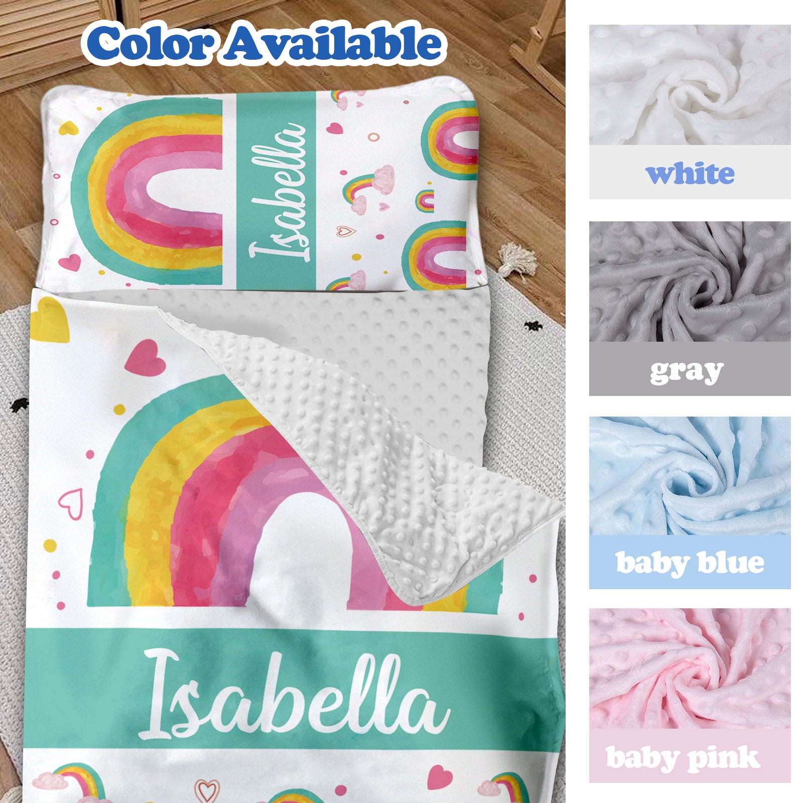 AOLOA Personalized Toddler Nap Mat, Custom Name Kids Sleeping Mat for Daycare Preschool Kindergarten, Green Rainbow Boys Girls Sleep Bag with Pillow Blanket Set, Portable Nap Sack for Infant Child