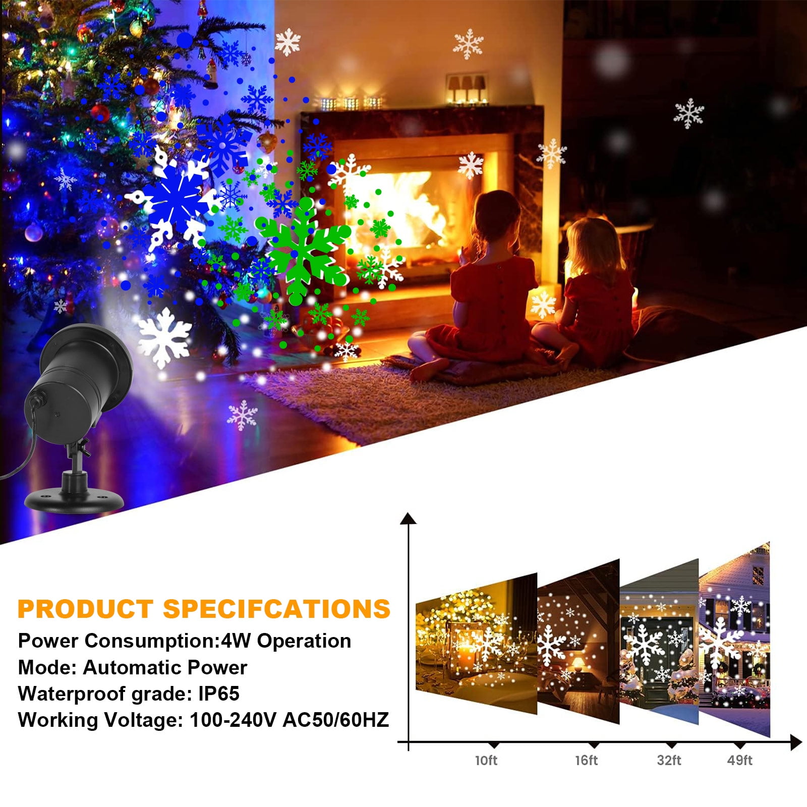 2 Pcs Christmas Projector Lights 3 Color Xmas LED Projector RGB Motion Christmas Garden Projection Lights Waterproof Christmas Starry Spotlight Outdoo Set of 2 Christmas Projector Lights Outdoor, Decorative Snowflake
