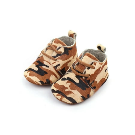 

Woobling Newborn First Walking Shoes Soft Sole Casual Sneaker Prewalker Crib Shoe House Flats Comfort Lace Up Camouflage Camouflage Brown 5C