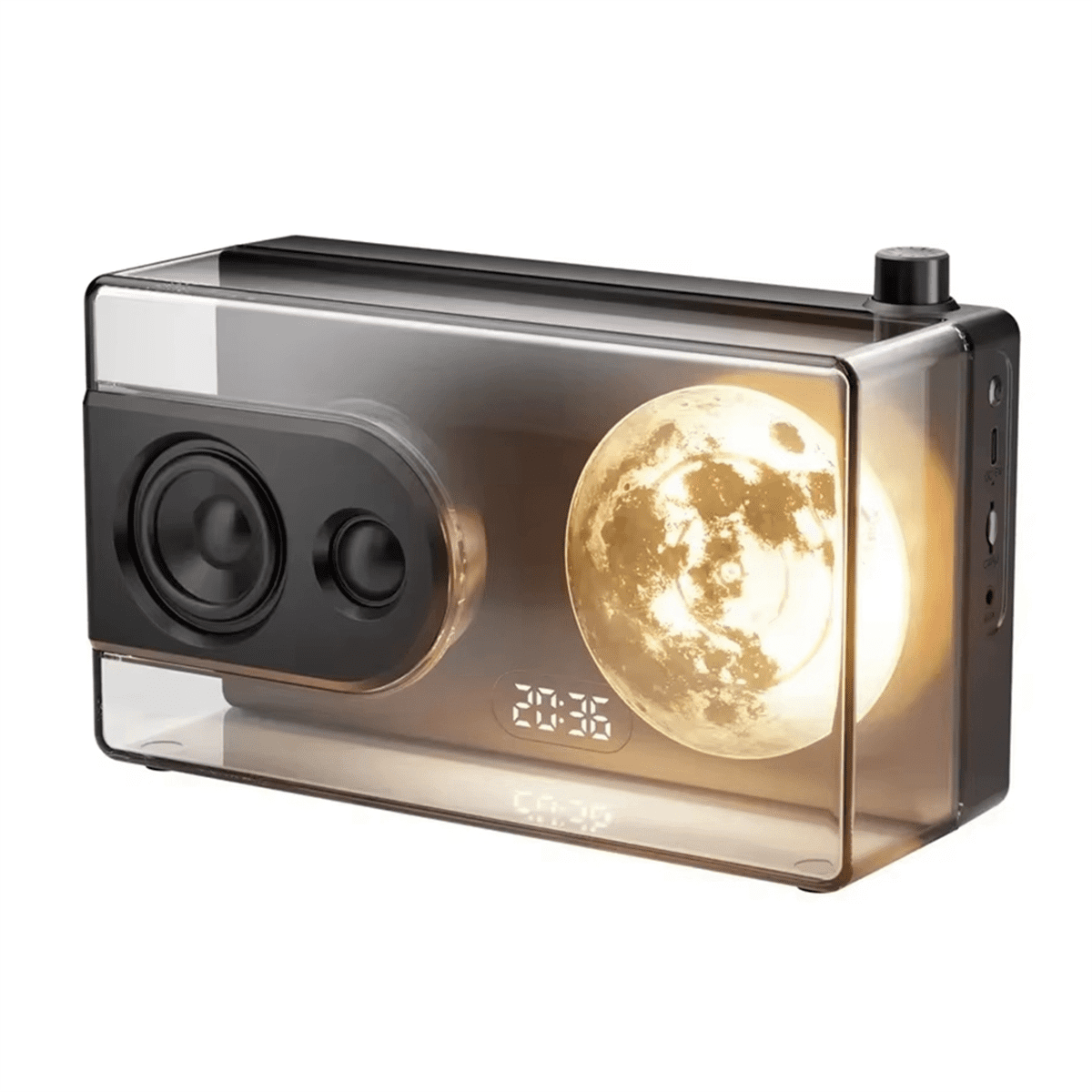 M6 Moonlight Music Box Bluetooth Speaker Support TF Card Play AUX Computer Connection Clock Transparent Sound Box A