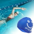 thumbnail image 2 of Unique Bargains 1 Pc Silicone Funny Face Swim Cap White Blue, 2 of 5