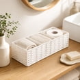 thumbnail image 6 of Akmoler Woven Toilet Paper Storage Basket, 3-Section Divided Tank Topper, Natural Handwoven Paper Rope Basket Organizer for Bathroom Countertop Shelf Bathroom Home Decor - White, 6 of 7