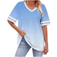 thumbnail image 3 of Sports Shirts for Women Dqueduo Women's Oversized-neck Short Sleeved Solid Summer Base Shirt Sports T-shirt Light Blue M, 3 of 8