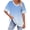 Light Blue, variant on Women's Tee Casual Short Sleeve V Neck,Loose Fit Ombre Color Block Top,Soft Gradient Print Blouse with Striped Cuffs,Stylish Summer T-Shirt
