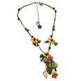 thumbnail image 4 of Beautiful Hanging Yellow Floral Garden Genuine Leather & Wood Necklace, 4 of 4