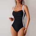 thumbnail image 6 of Women's One Piece Swimsuit Solid Color with Removable Bra Pads No Underwire Bikini Style for Beach Vacation,Black,L, 6 of 6